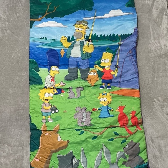 Vintage "The Simpsons" TV Show Kids Sleeping Bag Sleepovers Camping Zip Up 57x30 - Picture 1 of 11